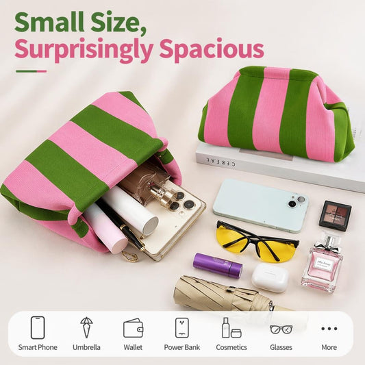 👜 Women's Striped/diamond Dot Cloud Handbag, Clip-Top Crossbody Bag