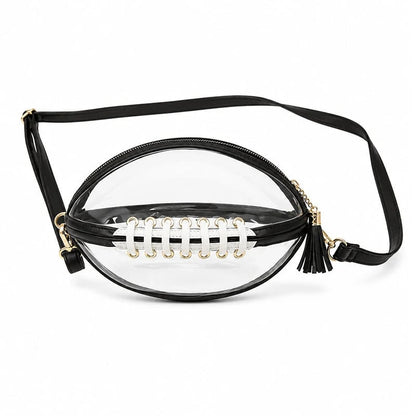 🏈 Clear Football-Shaped Crossbody Bag – Game-Day Style Meets Everyday Convenience ✨