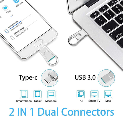 2-in-1 USB-C & USB-A Flash Drive – 64GB USB 3.0 Portable Storage