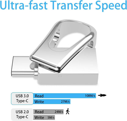 2-in-1 USB-C & USB-A Flash Drive – 64GB USB 3.0 Portable Storage