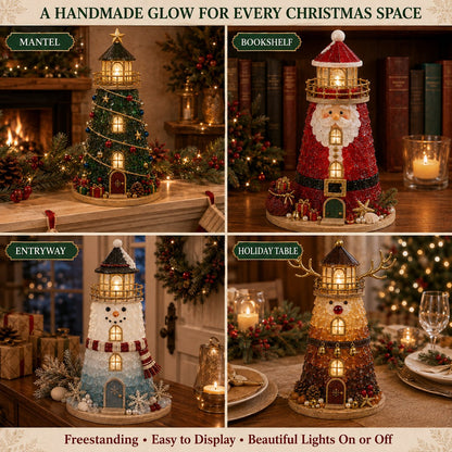 🎄Beginner-Friendly DIY Lighted Christmas Character Sea Glass-Style Lighthouse Kit Collection | Complete Kit with Sea Glass-Style Pieces, LED Lights & Step-by-Step Guide Included 💕