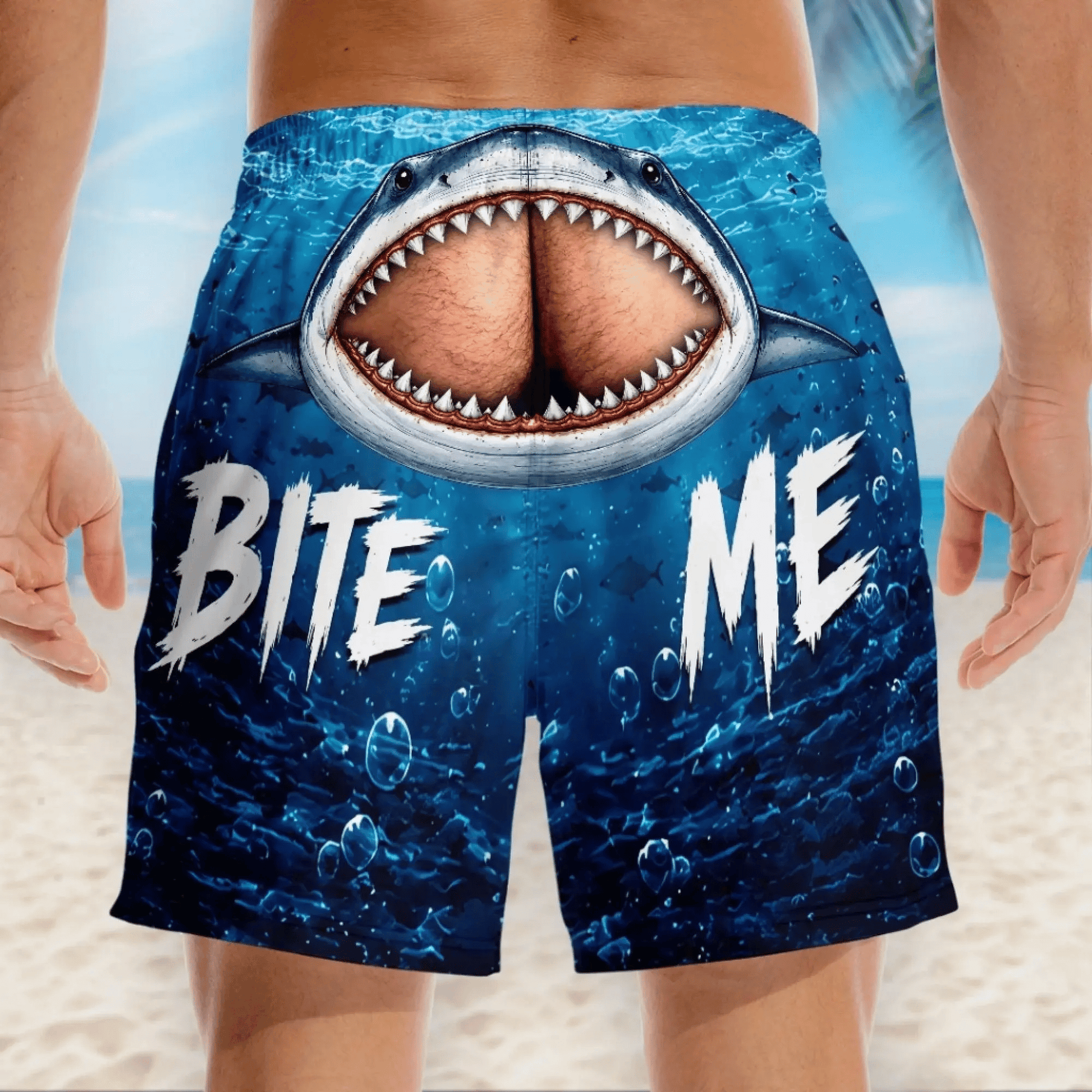 😂 Personalized Peekaboo Swim Trunks – Custom Name Cheeky Beach Shorts 🩳🌴**