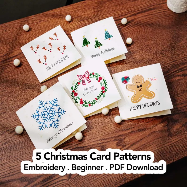 🌲 🪡 Christmas Hand Embroidery Card DIY Kit | Stitch Your Way Into the Christmas Spirit ✨ 🎁