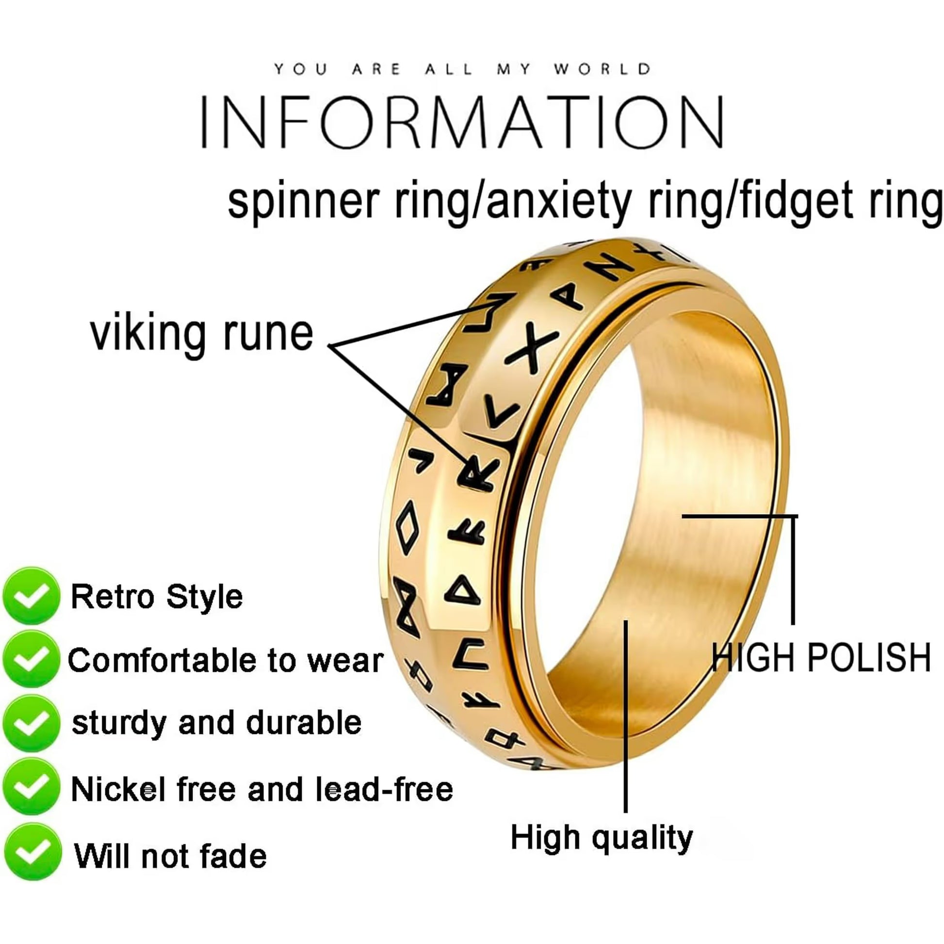 ⚔️Viking Rune Rotating Ring💍