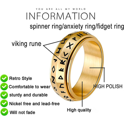 ⚔️Viking Rune Rotating Ring💍