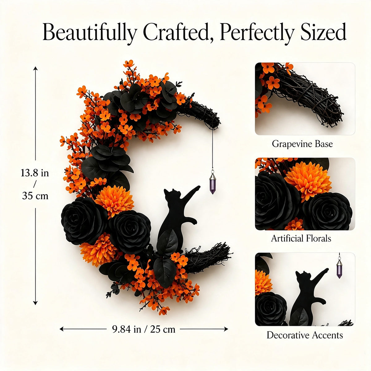 🔥Last Day 49% OFF - 🐈‍⬛🌙Handmade Halloween Cat Wreath(📦Buy 2 Free Shipping)