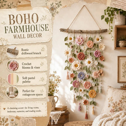 🔥🎁Boho Crochet Flower Wall Hanging Decor