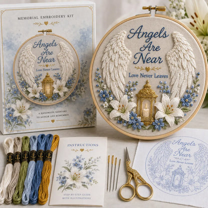 ⏳ Last Day 49% OFF –🕊️Beginner-Friendly Memorial Needlework Kit | Complete DIY Set with Pre-Printed Fabric, Wooden Hoop, Floss, Needles & Step-by-Step Guide Included ✨