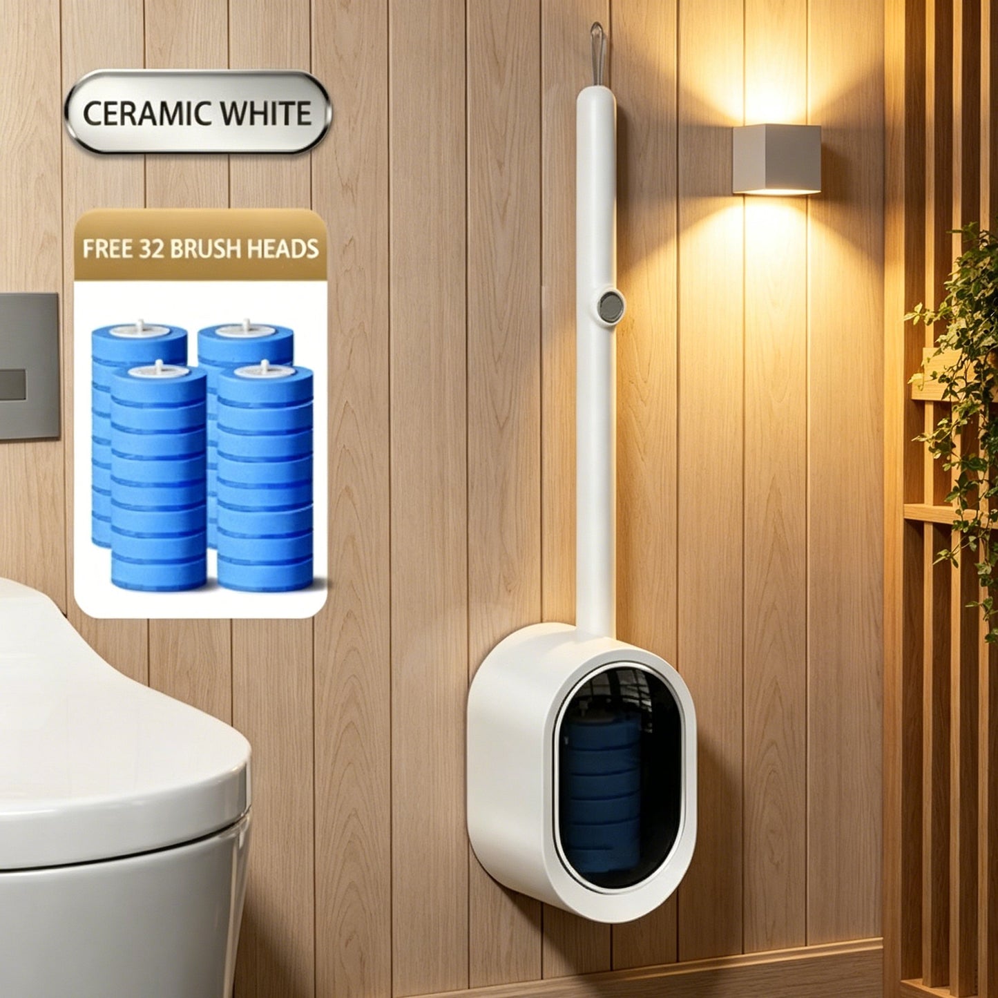 Disposable Toilet Brush System with 32 Refills
