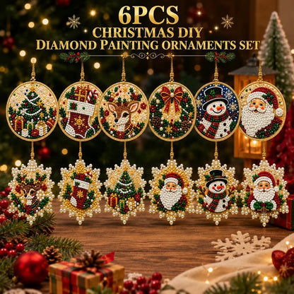 ⏳ Last Day 49% OFF – 🎄Beginner-Friendly Christmas Pearl & Gem Diamond Painting DIY Kit | 6 Festive Ornament Designs with Sparkling Pearls, Faceted Gems & 3D Layered Detail 💕