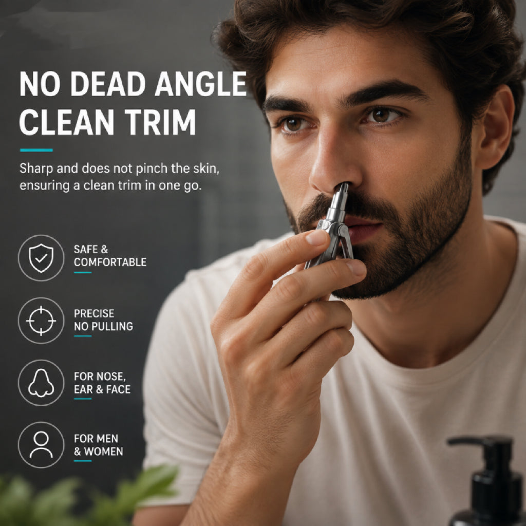 DAILYARD™ Manual Nose Hair Trimmer – Stainless Steel 360° Trimmer, Waterproof & No Battery Required