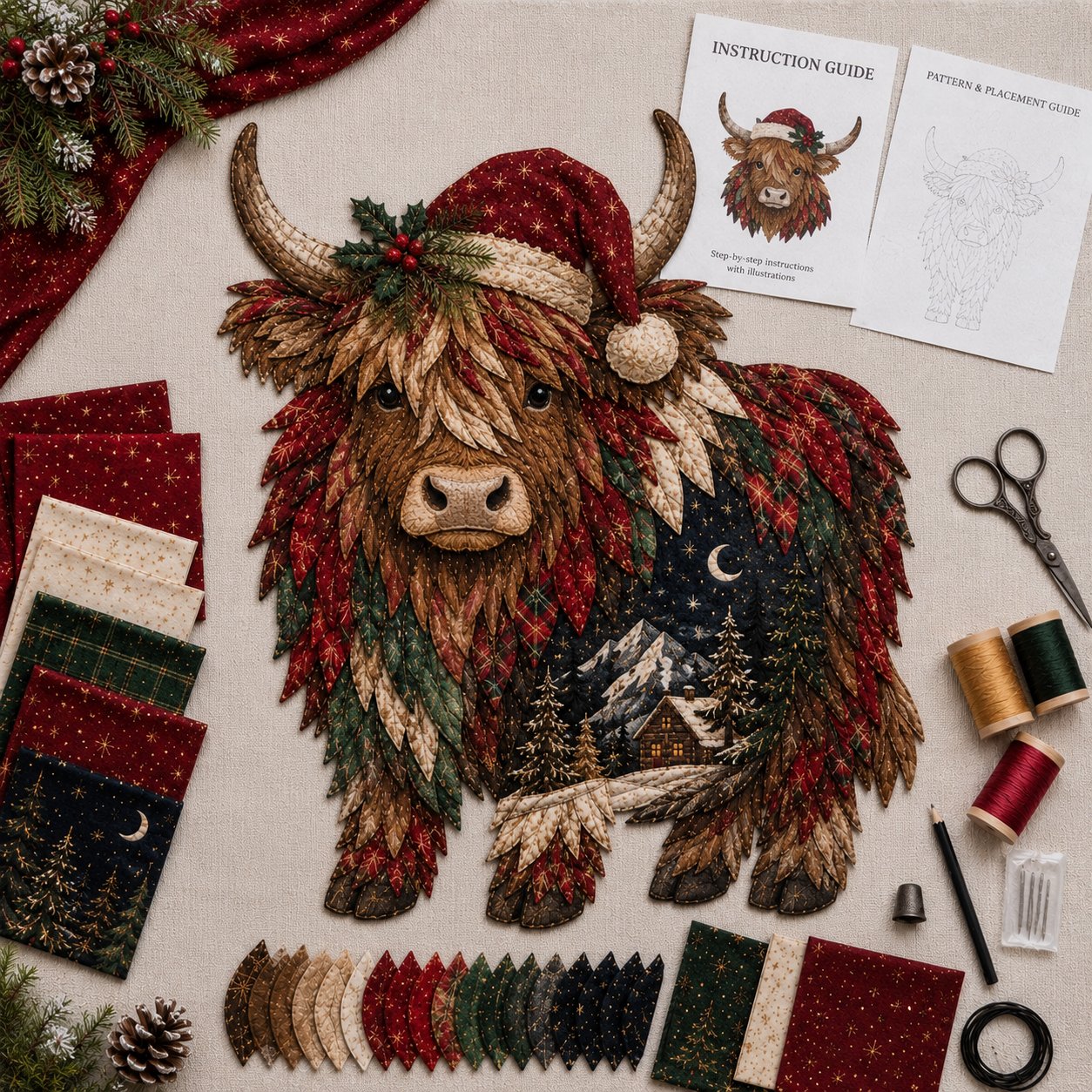 🔥Last Day 49% OFF - 🎄🎅Christmas Woodland Wildlife DIY Patchwork Kit – ✨Create a Festive Handmade Keepsake (📦Buy 2 Free Shipping)