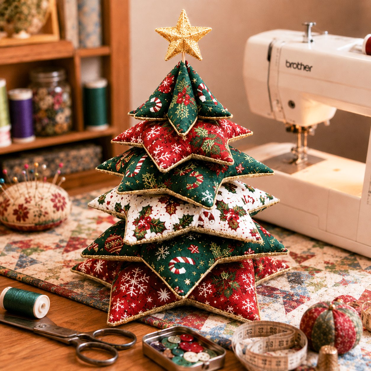 🎄 Christmas Star Pillow Tree Sewing Kit