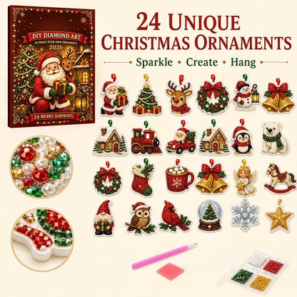 🎄2026 DIY Diamond Painting Advent Calendar – 24 Handmade Christmas Ornament Craft Kit