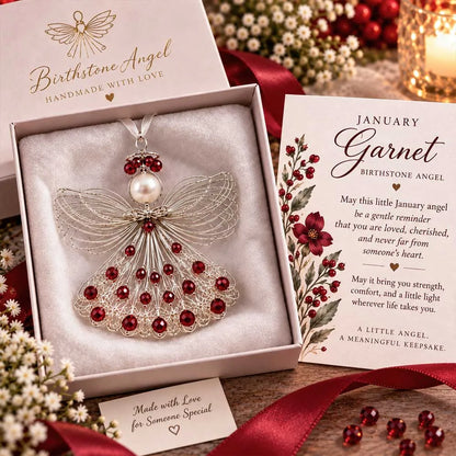 ⏳ Last Day 49% OFF – 👼Handmade Birthstone Angel Wire Ornament |12 Meaningful Birthstone Colors with Keepsake Card ✨
