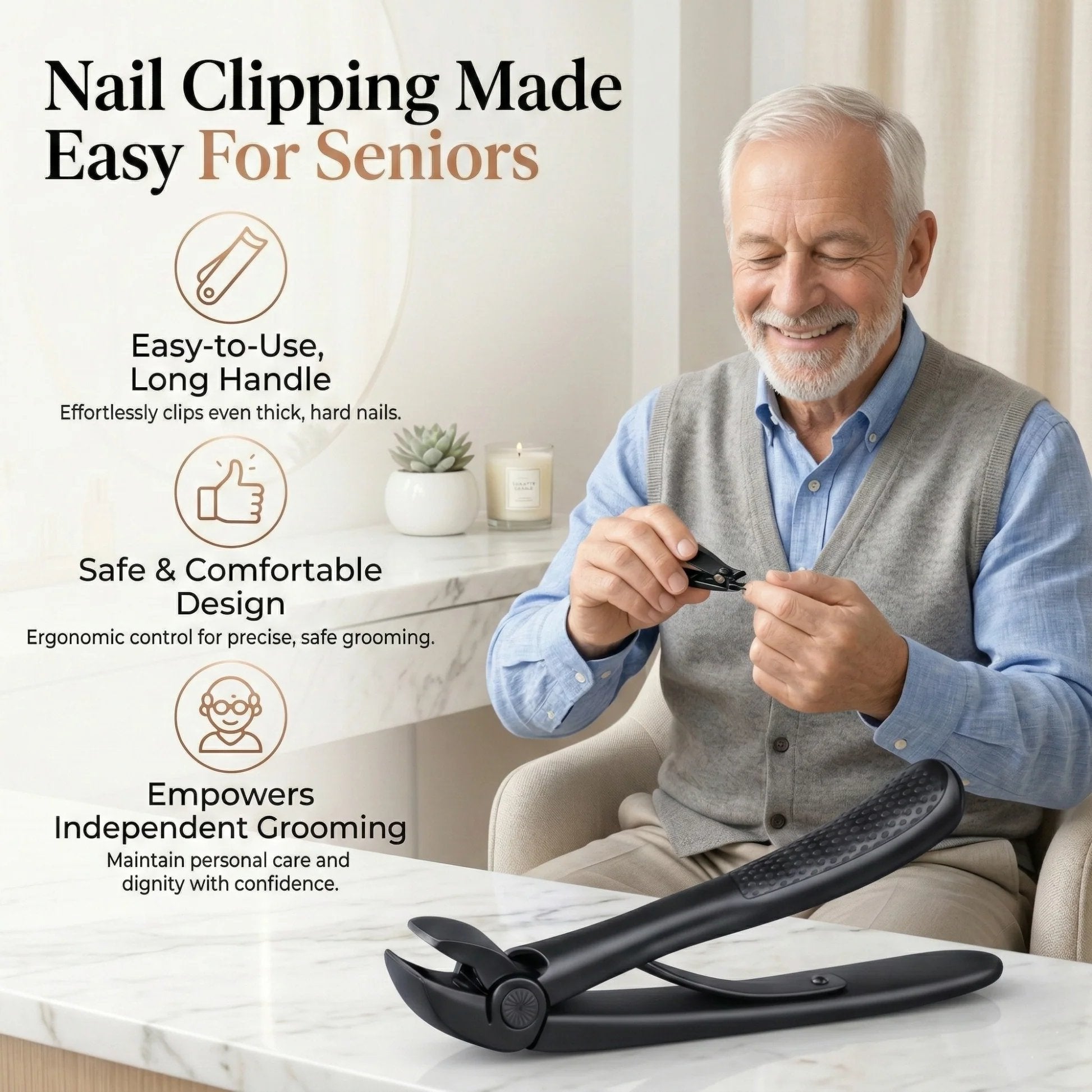TYIIPLUS™ Nail Clipper for Seniors, Wide Jaw Long Handle Clipper for Thick Nails