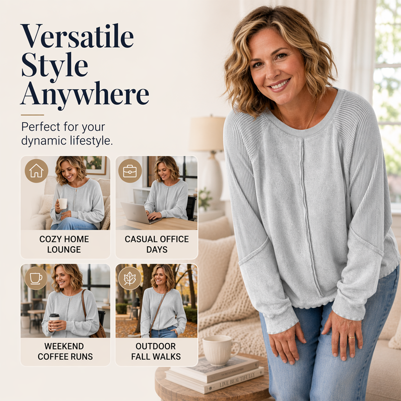 📢📢40% OFF !! ⏰Women’s Casual Round Neck & Long Sleeve Top