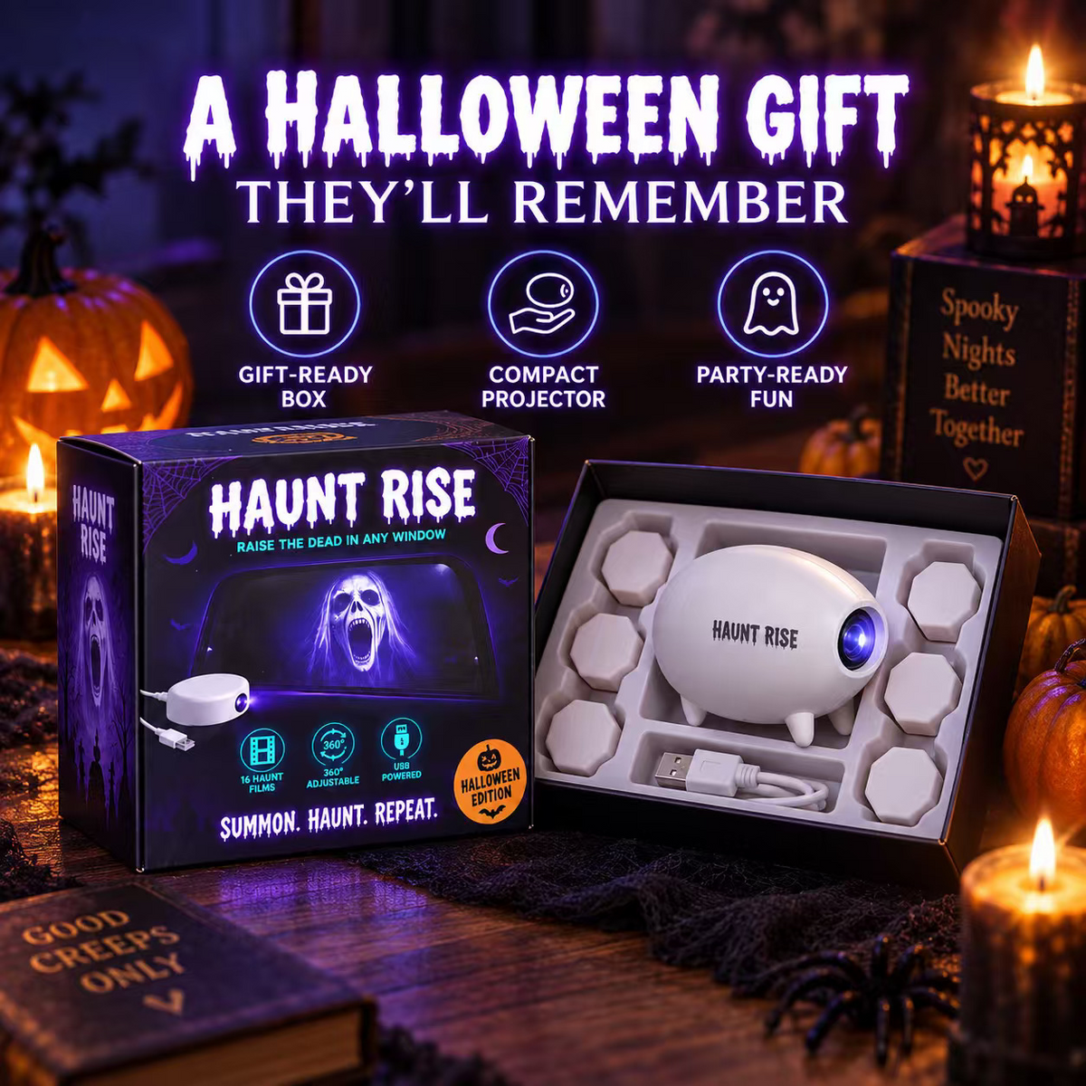 🎃 👻 Haunt Rise Halloween Window Projector-360° Adjustable Stand for Home Decor 🎃(✨Buy 2 Free Shipping)