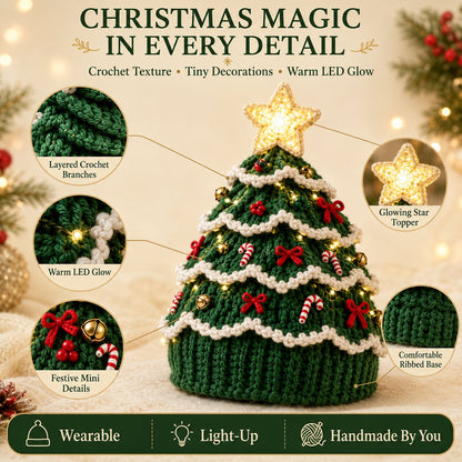 ⏳ Last Day 49% OFF – 🎄Beginner-Friendly Light-Up Christmas Tree Crochet Hat DIY Kit | Complete Kit with Coordinated Yarn, LED Lights & Step-by-Step Guide Included 💕