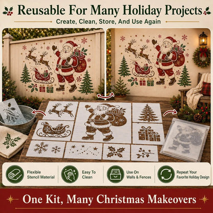 🔥Last Day — 49% OFF! 🎅Christmas Santa Claus Wall Stencil✨