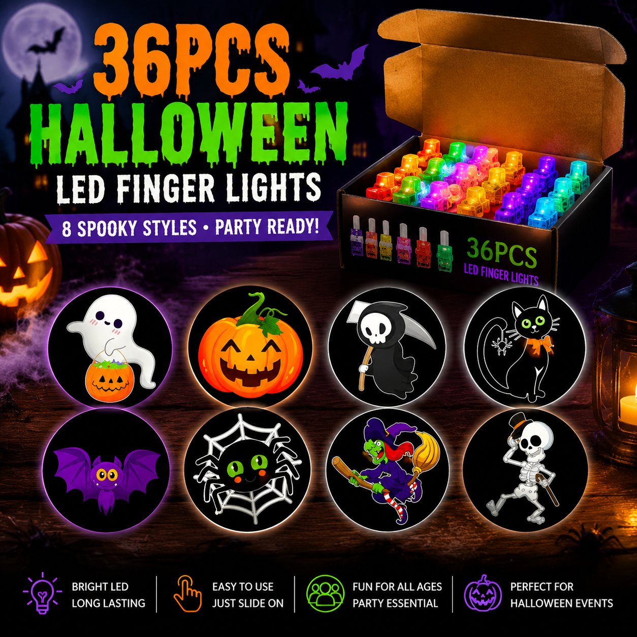 ⏰Limited Stock 49% OFF🎃Halloween Finger Projector Lights – Mini Pattern Projector