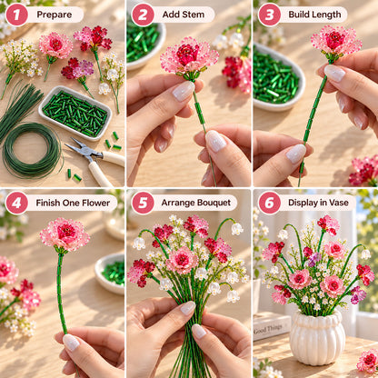 ⏳ Last Day 48% OFF –🌼✨DIY Beaded Wildflower Bouquet Kit – Handmade Crystal Flower Craft Set🌸✨