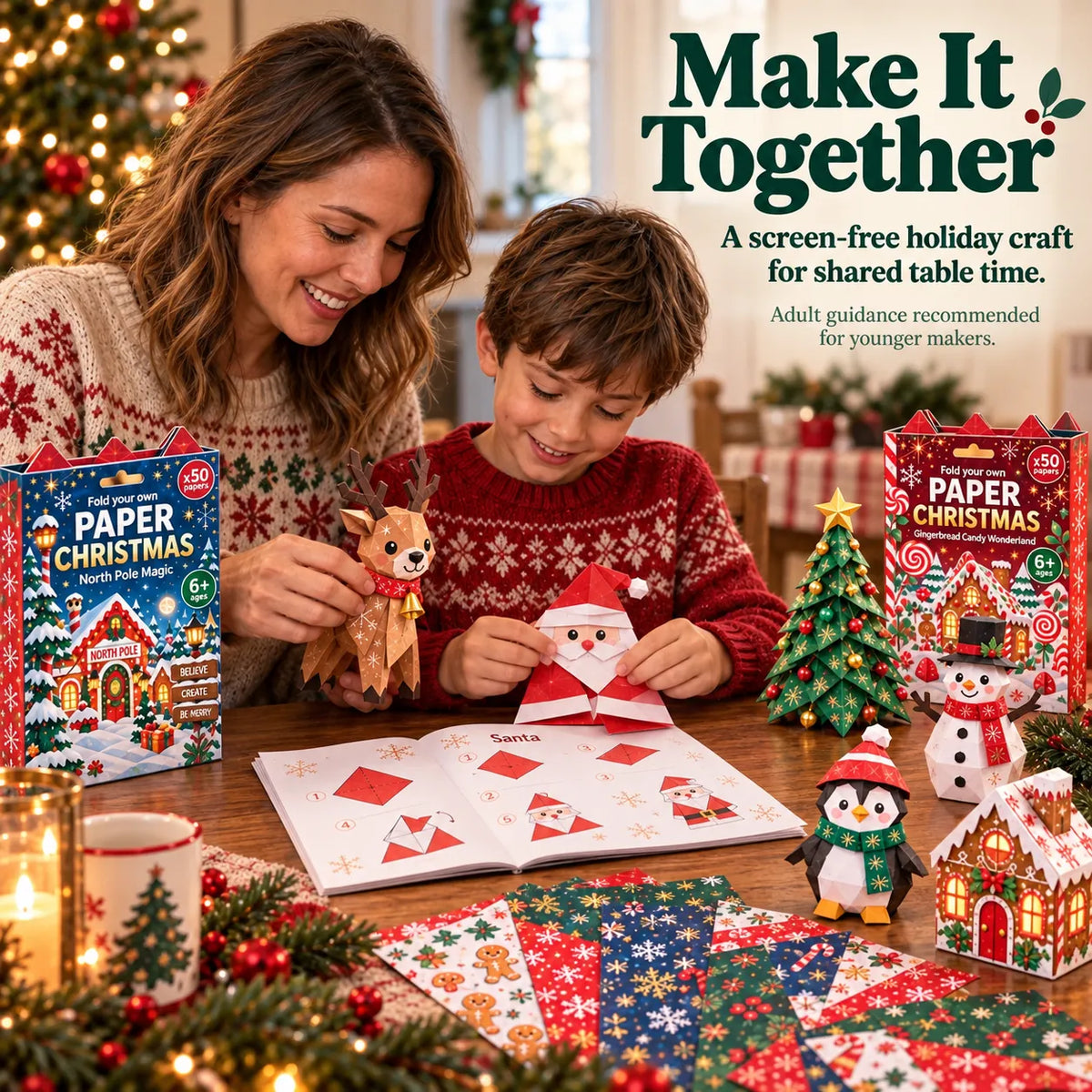🎄Beginner-Friendly 3D Christmas Paper Craft Kit | Easy Layered DIY Holiday Decoration ✨