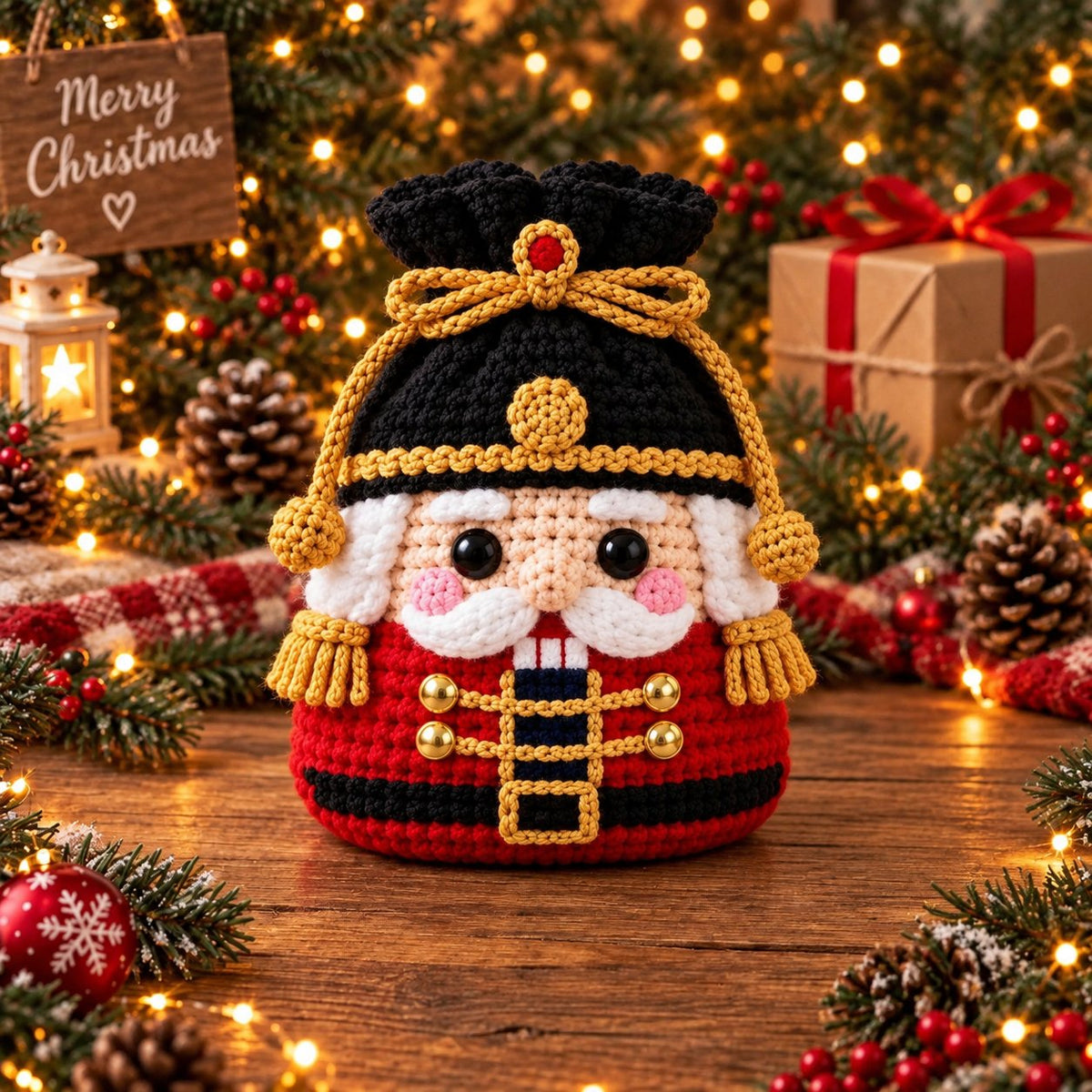 🎄 Christmas Crochet Character Gift Pouch | Reusable Drawstring Gift Bag — 12 Festive Designs