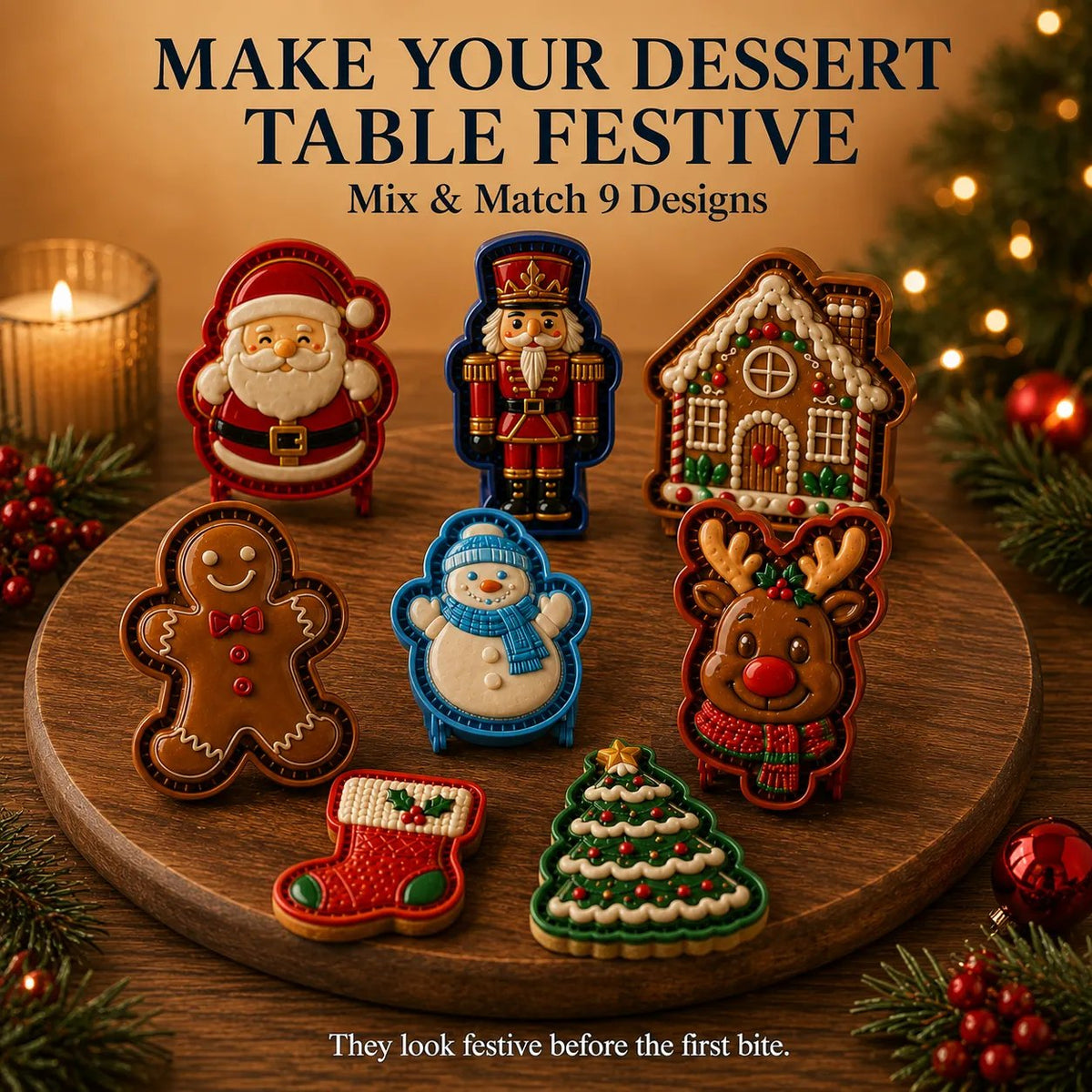 💥ONLY ￡7.99!!!🎁 BUY 1 GET 1 FREE | Christmas Baking Moulds – 8 Festive Designs 🎄