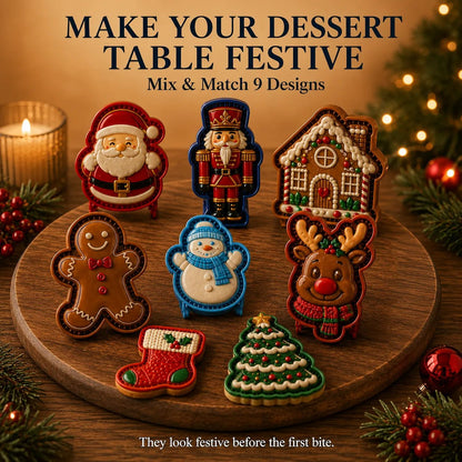 💥ONLY ￡7.99!!!🎁 BUY 1 GET 1 FREE | Christmas Baking Moulds – 8 Festive Designs 🎄