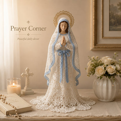🔥Last Day 49% OFF - ✝️🧵Crochet‑Lace Style Virgin Mary Knitted Figurine