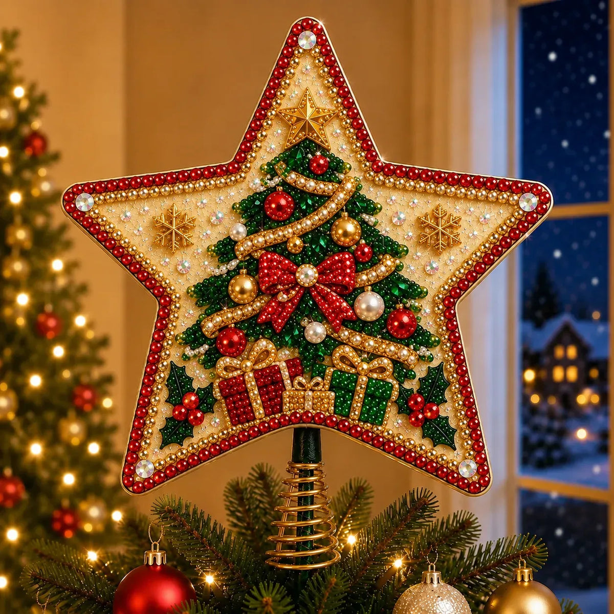 🔥LAST DAY 50% OFF - 🎄⭐ Pearl Diamond Art Christmas Tree Topper Kit