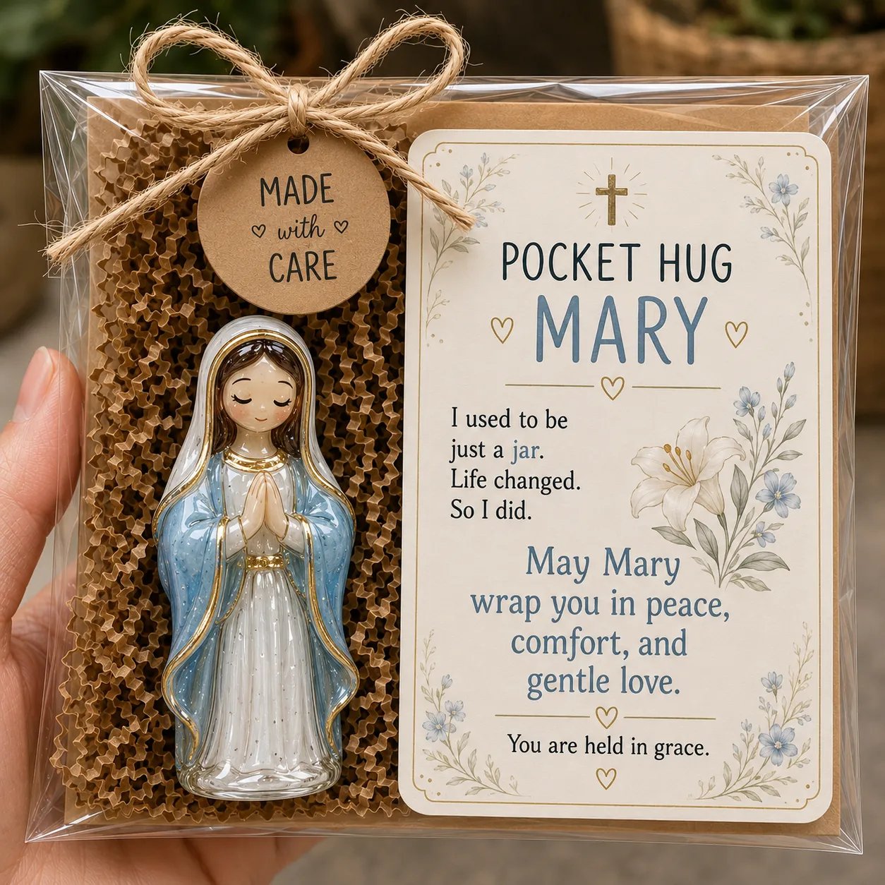 ✨✝️ Faith Pocket Hug Keepsake – Jesus, Mary & Guardian Angel Encouragement Gift