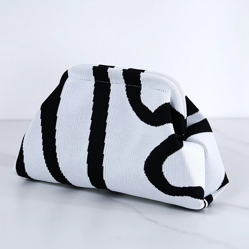 👜 Women's Striped/diamond Dot Cloud Handbag, Clip-Top Crossbody Bag