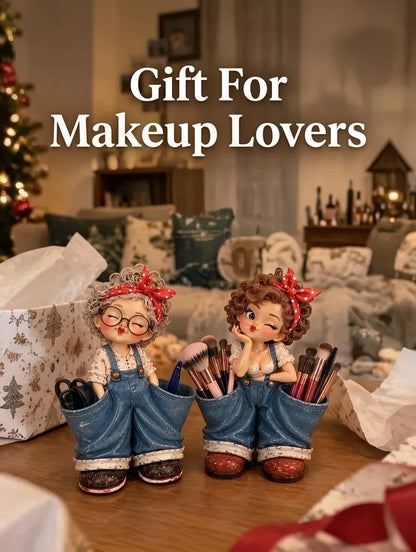 Retro Girl Makeup Brush Holder – Cute Vintage Vanity Organizer