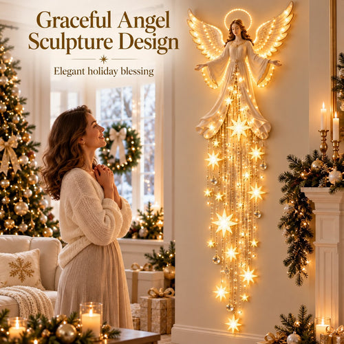 🕊️ Angel Blessing Starfall Wall Light  | Cascading Falling Star Lights, Meaningful Holiday Gift for Faith & Family Celebrations
