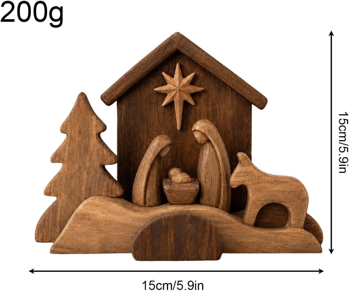 ✨ Christmas Nativity Keepsake — Rustic Wooden Holy Family Scene for Home & Mantel
