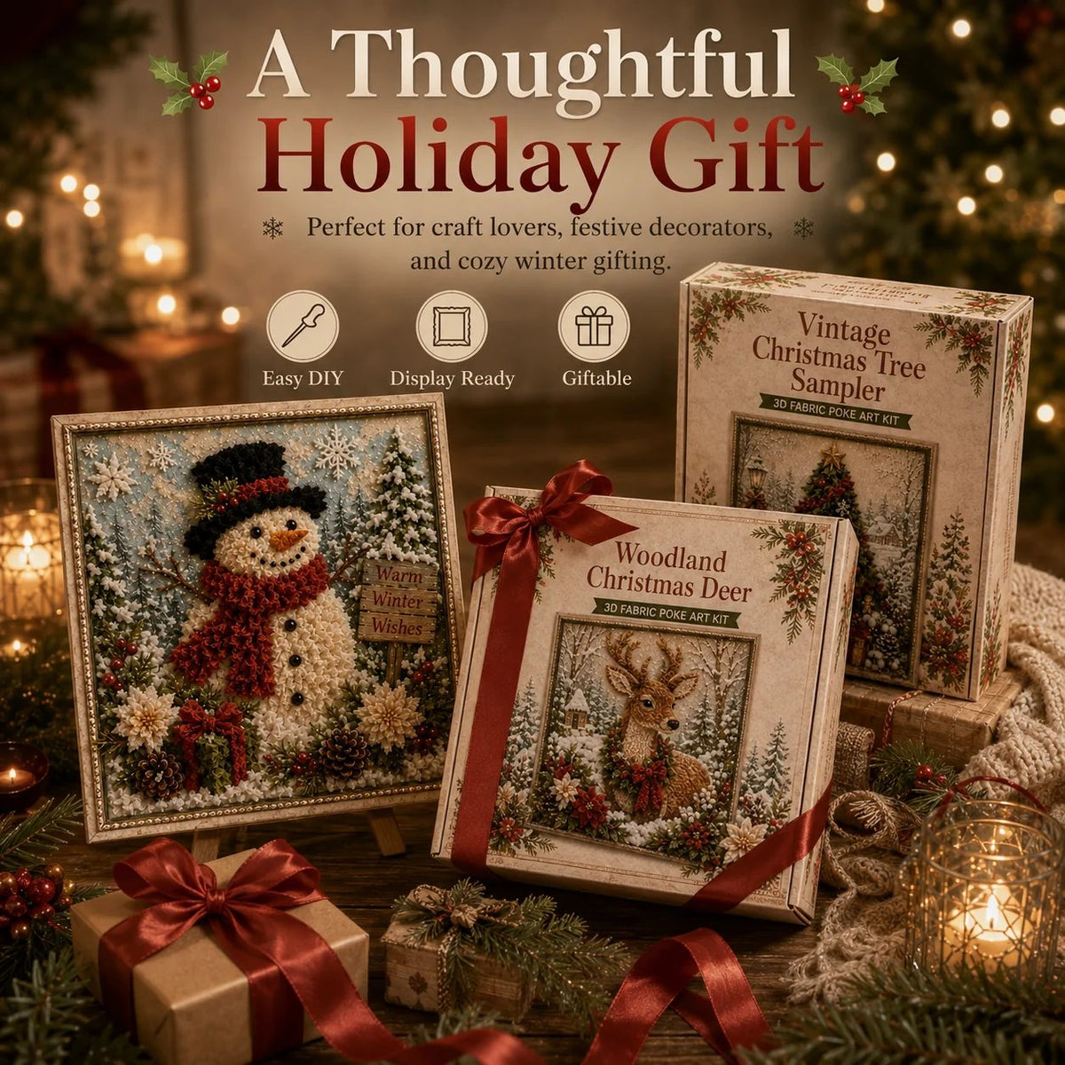 🔥HOT SALE 49% OFF 💥🎄 3D Christmas Fabric Poke Art DIY Craft Kit