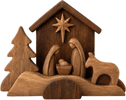 ✨ Christmas Nativity Keepsake — Rustic Wooden Holy Family Scene for Home & Mantel