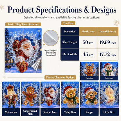 Christmas Window Decal Stickers - Reusable Festive Holiday Glass Decorations