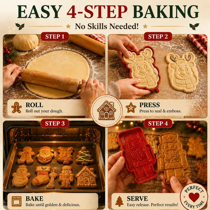 💥ONLY ￡7.99!!!🎁 BUY 1 GET 1 FREE | Christmas Baking Moulds – 8 Festive Designs 🎄
