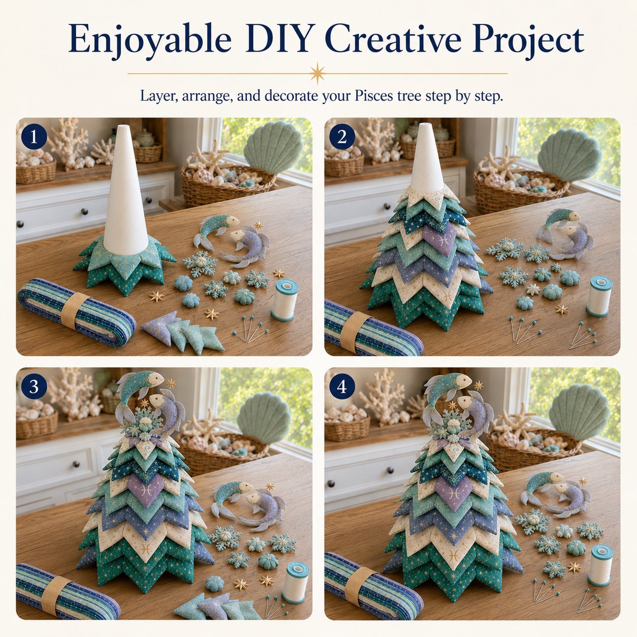 ⏳ Last Day 49% OFF – ♓ Beginner-Friendly DIY Layered Pisces Zodiac Quilted Tree Kit | Complete Kit with All Tools & Step-by-Step Guide Included 💕
