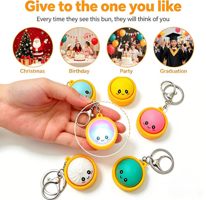 🏆 Last Day Special Price £8.99 ! 🔥Buy 1 Get 1 Free🎁Cute Dumpling Pressable Fidget Keychain - touch sensing light