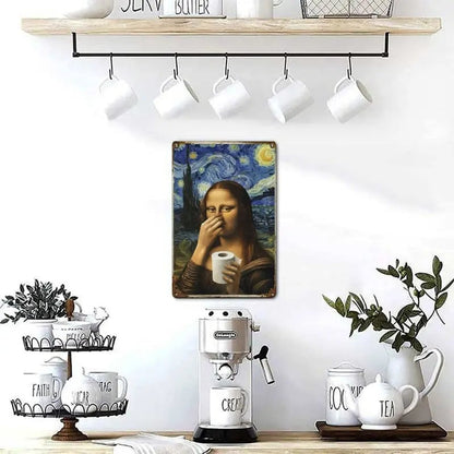 👃 Funny Mona Lisa Bathroom Sign – "Stinky" Da Vinci Metal Art – 8x12" Hilarious Toilet Wall Decor 🎨