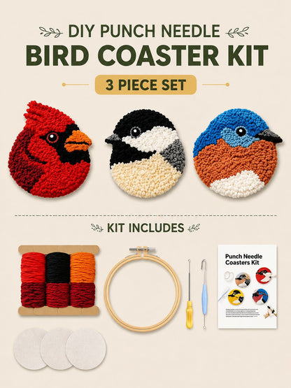 🔥LAST DAY 49% OFF - 🧵Beginner-Friendly🐦DIY Bird Coasters Punch Needle Kit