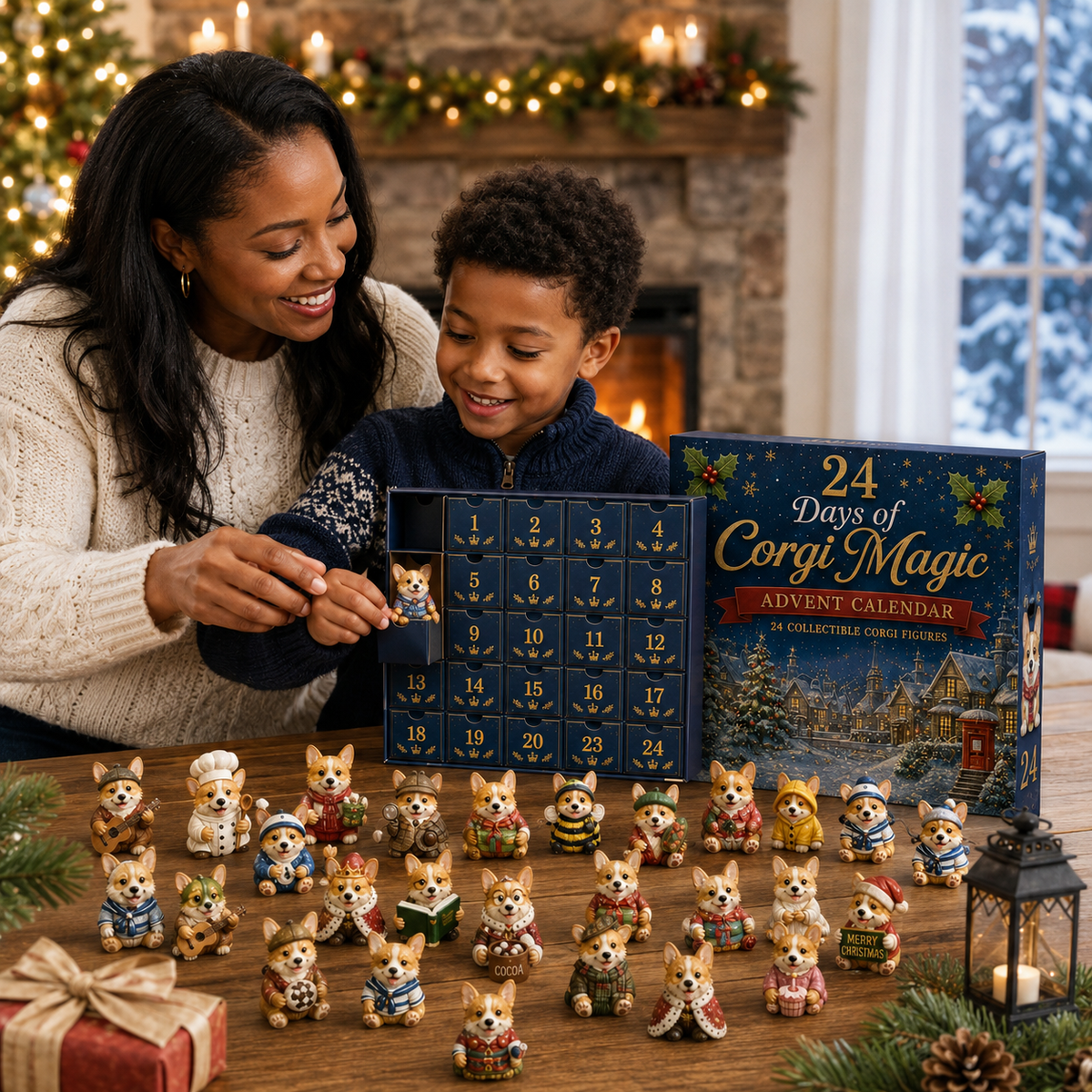 🎅2026 British Corgis Blind Box - 24‑Day Festive Countdown, Corgi Figurines Blind Box - Gift For Corgi Lovers