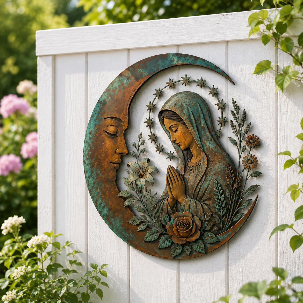 Moon Virgin Mary Garden Wall Decor