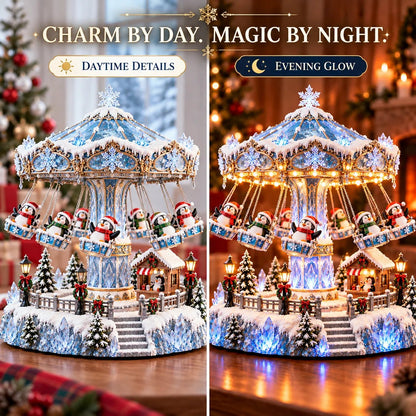 🎄 Kerstaanbieding: 49% korting! 🐧 Pinguïn Winter Swing Carnival – Draaiende kerstdecoratie met lichtjes ❄️✨