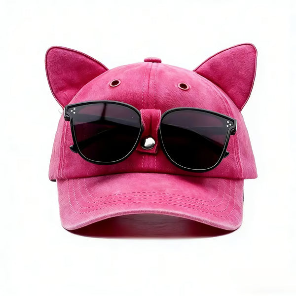 🧢Y2K Cat Ear Trucker Hat with Detachable Sunglasses Vintage