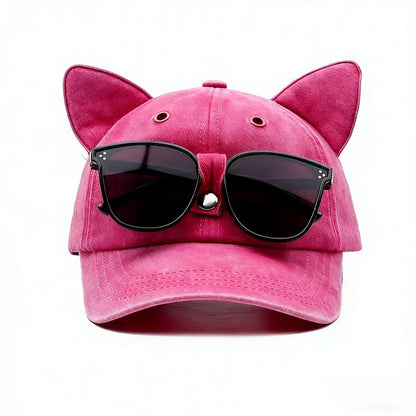 🧢Y2K Cat Ear Trucker Hat with Detachable Sunglasses Vintage